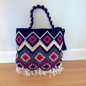 Tory Burch small Brooke embellished calfskin leather hobo bag in black